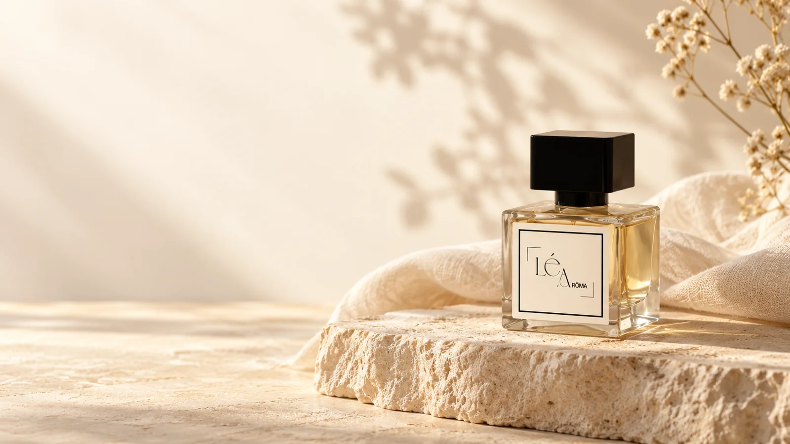 Perfume Lé Aröma sobre piedra y lino claro